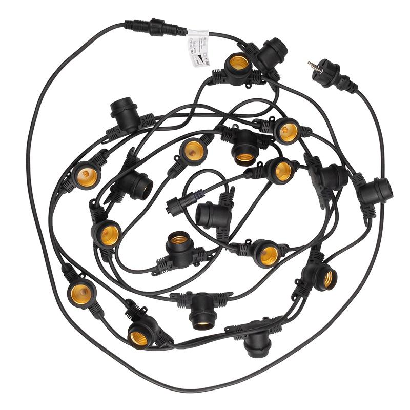  Гирлянда уличная "Белт-лайт" PBL-S40/L24+1.5 Black E27 IP65 24м 40ламп 1.5м шнур соедин. в линию max750Вт (лампы не в компл.; возможно использов. с фитолампами в теплице) Pro JazzWay 5058255 фото в каталоге от BTSprom.by