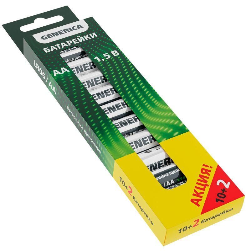 элемент питания алкалиновый aa/lr6 alkaline промо (уп.10+2шт) generica abt-lr06-st-b12-g от BTSprom.by