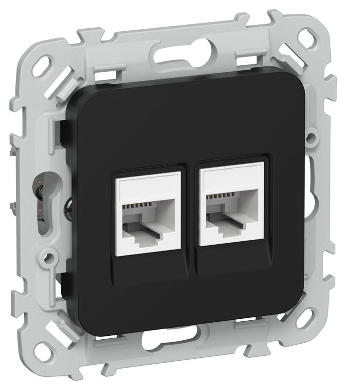 розетка 2-м сп flite ркт6/3-2-0-флч rj45/rj11 кат.6/3 utp механизм черн. iek fi-kt22-2-k02 от BTSprom.by