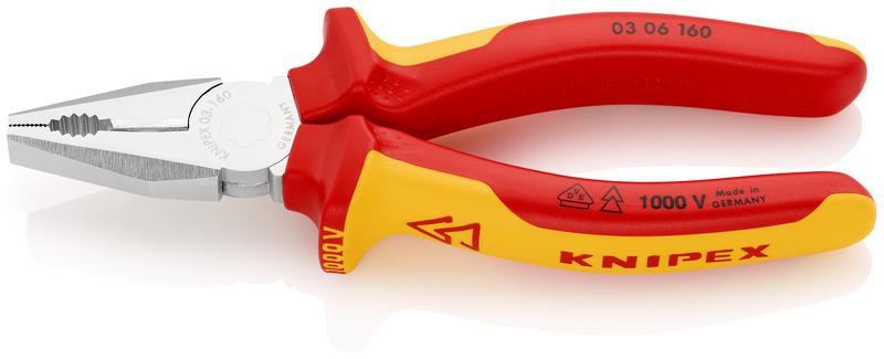 плоскогубцы комбинированные vde l-160мм диэлектрические хром. knipex kn-0306160 от BTSprom.by