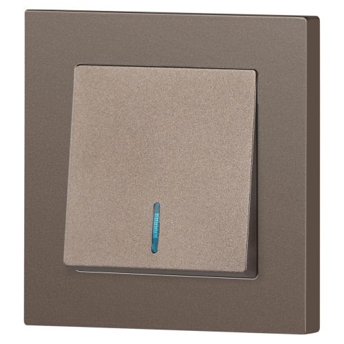  Выключатель 1-кл. СП Accent 6-102-08 10А IP20 250В с подсветкой AL/CU бронза Intro Б0063463 фото в каталоге от BTSprom.by