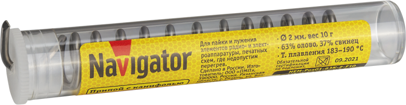 припой 93 103 nem-pos01-63k-2-f10 (пос-63; колба; 2мм; 10 г) navigator 93103 от BTSprom.by