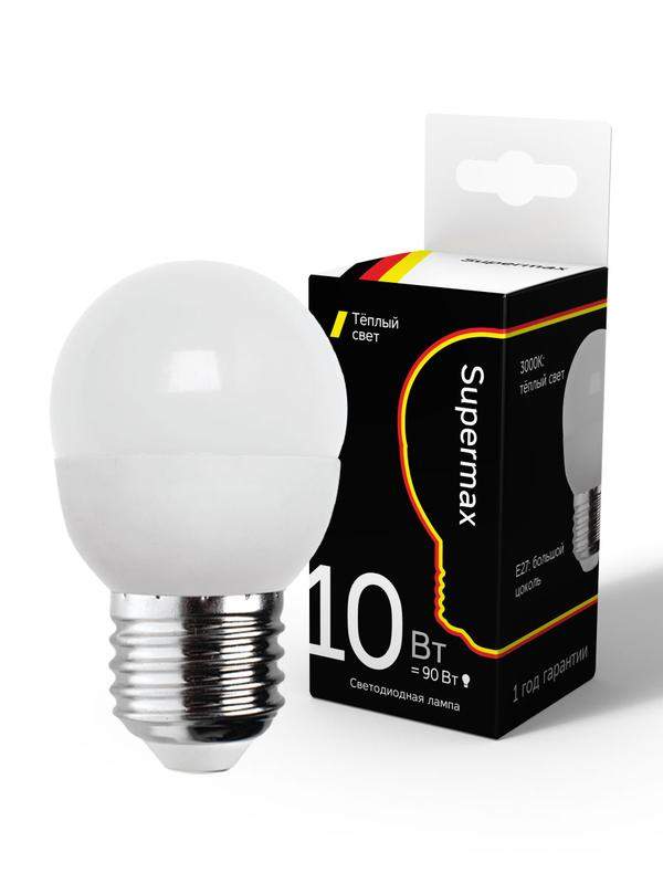 лампа светодиодная supermax 10вт шар 45мм e27 230в 3000к космос sup_led10wgl45e2730 от BTSprom.by