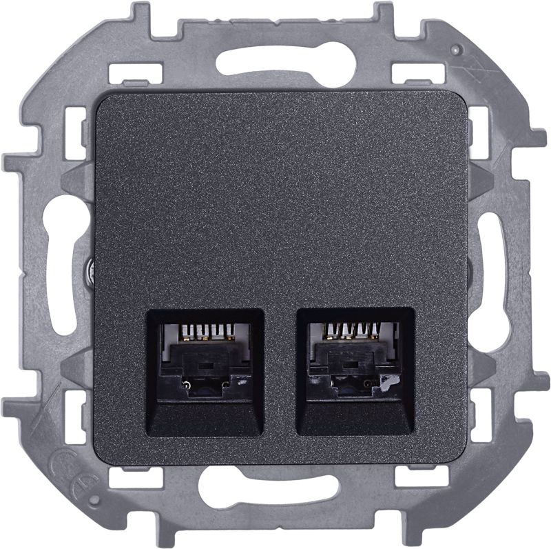  Розетка компьютерная 2-м Inspiria RJ45 кат.6 UTP механизм антрацит IEK 673843 фото в каталоге от BTSprom.by