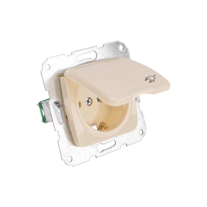  Розетка 1-м СП DEA 16А с заземл. с крышкой механизм беж. Kranz KR-78-0243 фото в каталоге от BTSprom.by