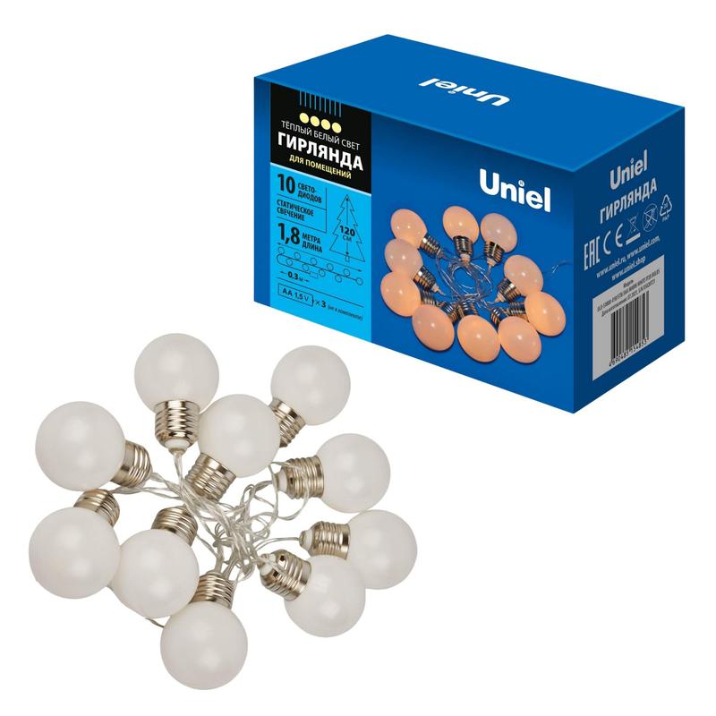 гирлянда uld-s1800-010/stb/3aa warm white ip20 bulbs "лампочки" 3aa (не в/к) 1.8м 10 led тепл. бел. свет. провод прозр. uniel ul-00008421 от BTSprom.by