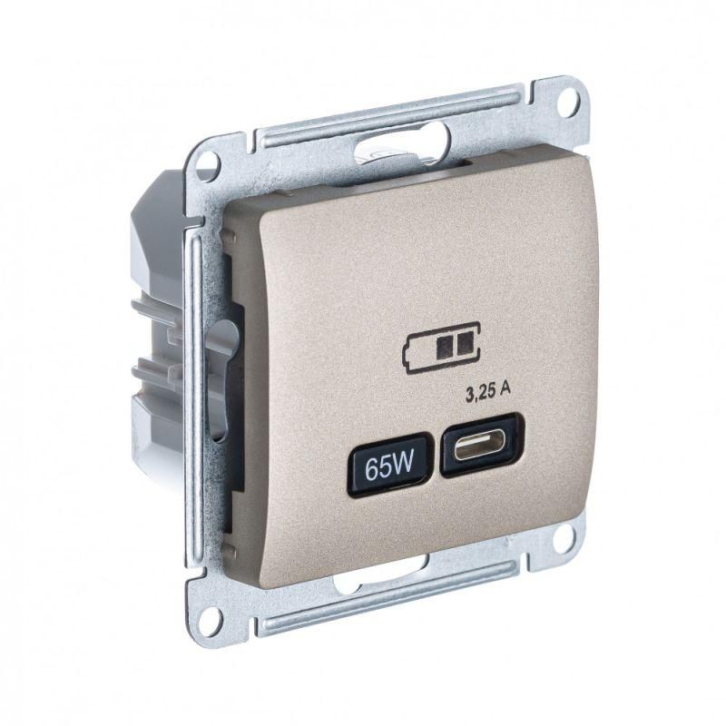 розетка usb glossa тип c 65вт qc pd высокоскор. зу механизм титан se gsl000427 от BTSprom.by