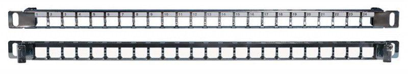 патч-панель модульная 19дюйм ppblhd-19-24s-sh-rm 24 порта flat type 0.5u для экран. и неэкран. модулей kjne с задн. каб. организ. (без модулей) hyperline 244075 от BTSprom.by