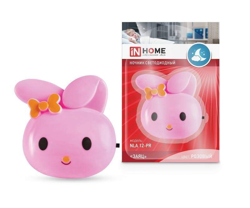 ночник светодиодный nla 12-rp заяц 230в с выключателем роз. in home 4690612036649 от BTSprom.by