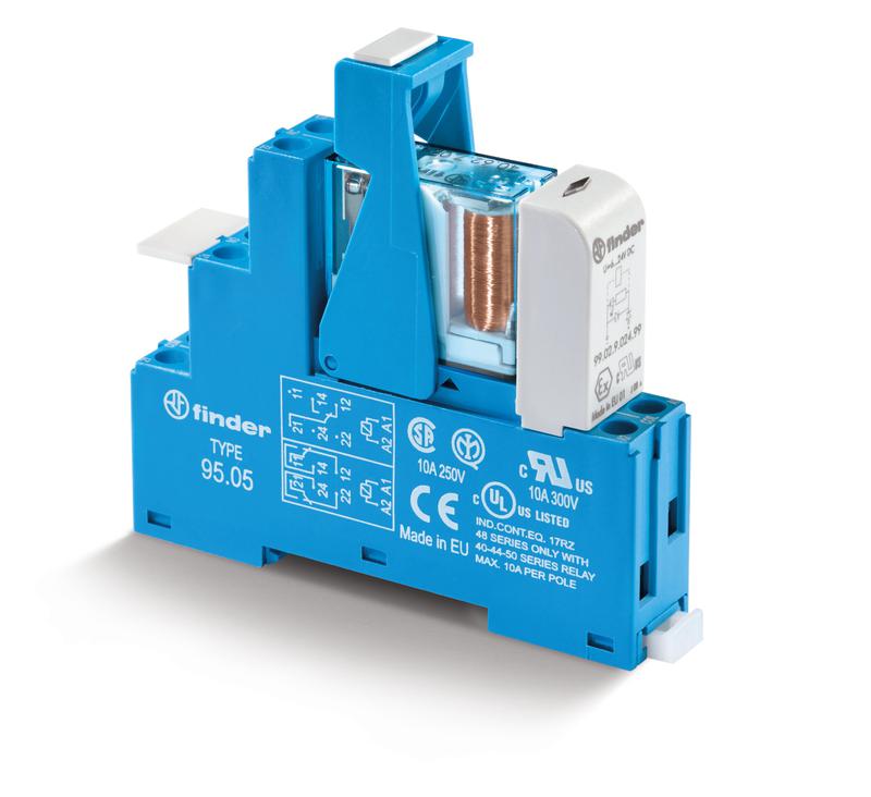 модуль интерфейсный (сборка 40.62.7.024.0000 + 99.02.9.024.99 + 95.05spa) электромеханич. реле 2co 10а agni 24в dc (чувствит.) ip20 винт. клеммы пластик. клипса led + диод finder 486270240050spa от BTSprom.by