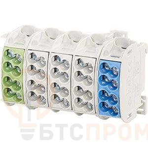 Клемма 5п на DIN-рейку для L1-L3 N/PE 4х1.5-25кв.мм Ш=100мм 80А KKL 54 HENSEL 2600137 фото в каталоге от BTSprom.by  Клемма 5п на DIN-рейку для L1-L3 N/PE 4х1.5-25кв.мм Ш=100мм 80А KKL 54 HENSEL 2600137 фото в каталоге от BTSprom.by
