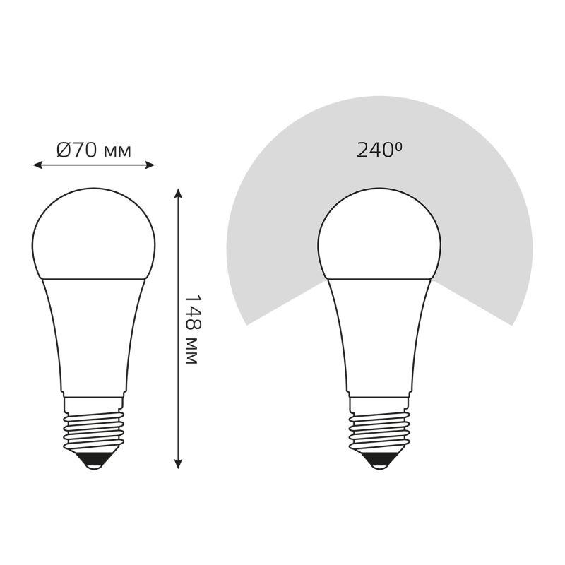 Лампа светодиодная Black 22Вт A70 грушевидная 6500К холод. бел. E27 2000лм GAUSS 102502322 фото в каталоге от BTSprom.by