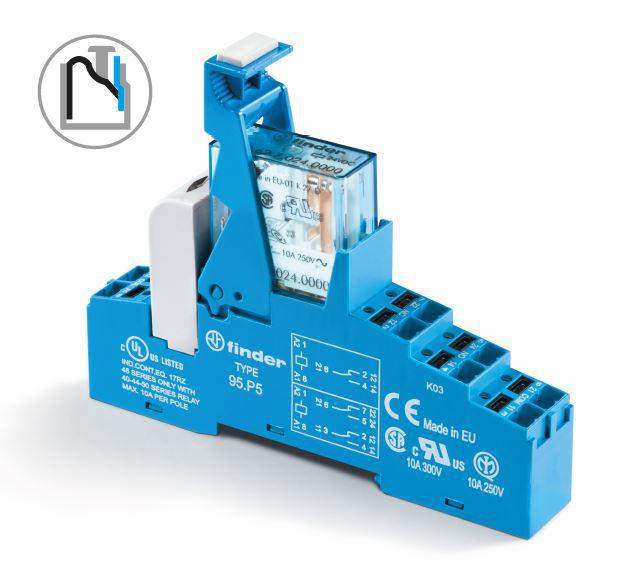 модуль интерфейсный (сборка 40.62.7.024.0000 + 99.02.9.024.99 + 95.p5spa) электромеханич. реле 2co 10а agni 24в dc (чувствит.) ip20 безвинт. клеммы push-in пластик. клипса led + диод finder 48p870240050spa от BTSprom.by