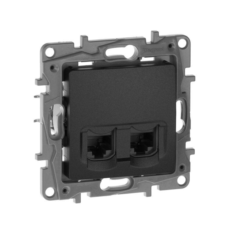 розетка компьютерная 2-м сп etika rj45 кат.5e utp механизм антрацит iek 672655 от BTSprom.by