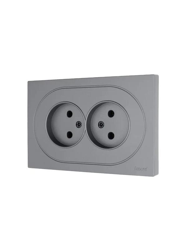  Розетка 2-м СП OSEN без заземл. ПБТ механизм сер. матов. LEZARD 743-7400-128B фото в каталоге от BTSprom.by