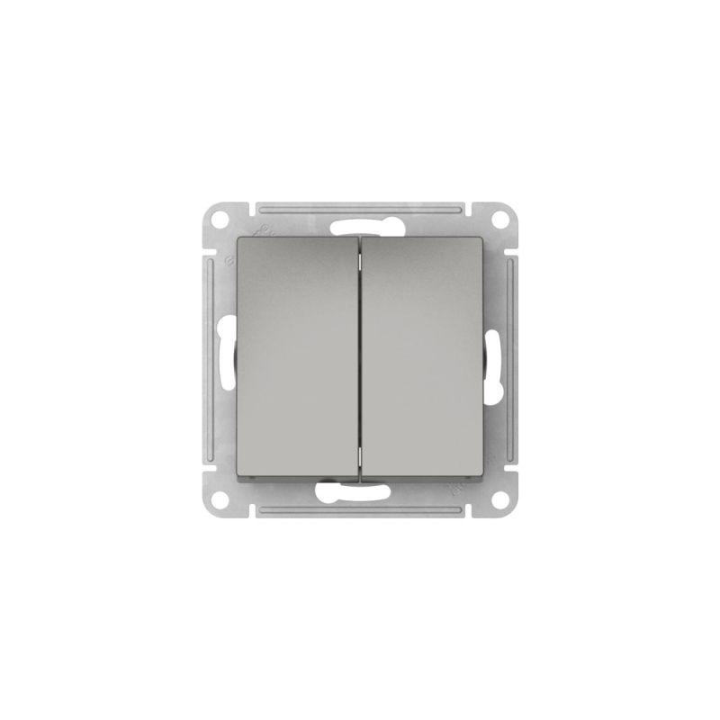  Выключатель 2-кл. AtlasDesign (сх. 5) 10AX быстрозажим. клем. механизм сталь SE ATN000951S фото в каталоге от BTSprom.by