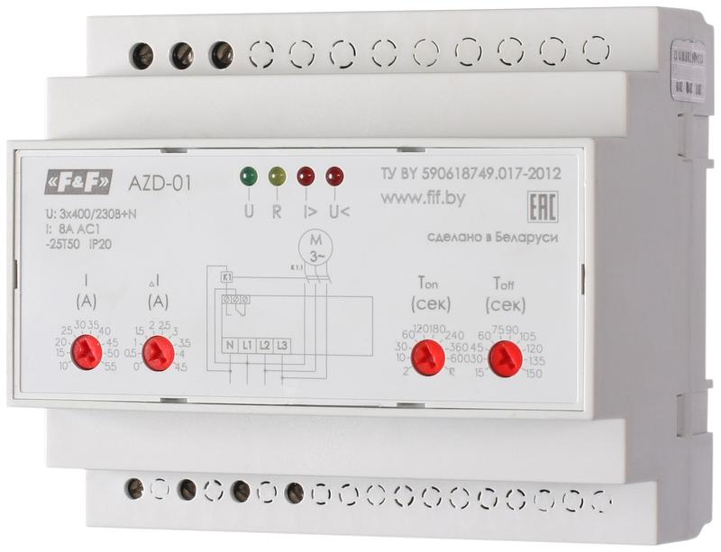 реле защиты двигателя многофункциональное azd-02 защита трехфазн. двигат. до 2.2квт; и для работы с внешн. тт; 6 модулей; монтаж на din-рейке f&f ea05.004.005 от BTSprom.by