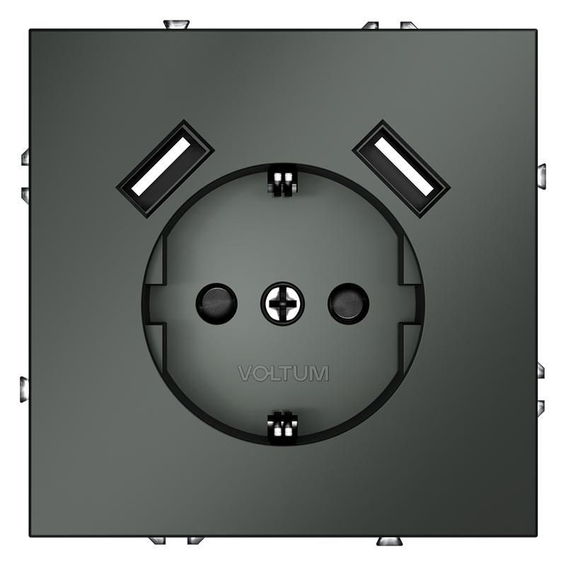 розетка 1-м сп s70 16а с usb a+a с заземл. защ. шторки механизм титан voltum vls040406 от BTSprom.by