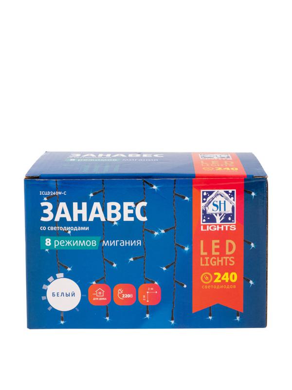  Гирлянда "Занавес" ICLLD240W-C C 240LED бел. 2х2м 8 режимов IP20 SHLights 4690601052971 фото в каталоге от BTSprom.by