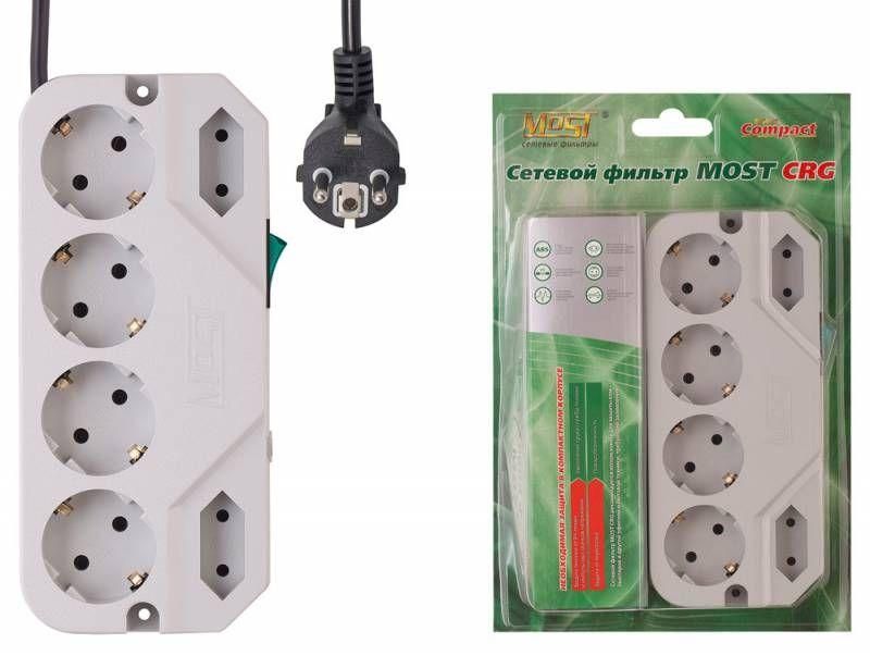удлинитель с сетевым фильтром 6х2м сrg бел. (коробка) most 633400 от BTSprom.by