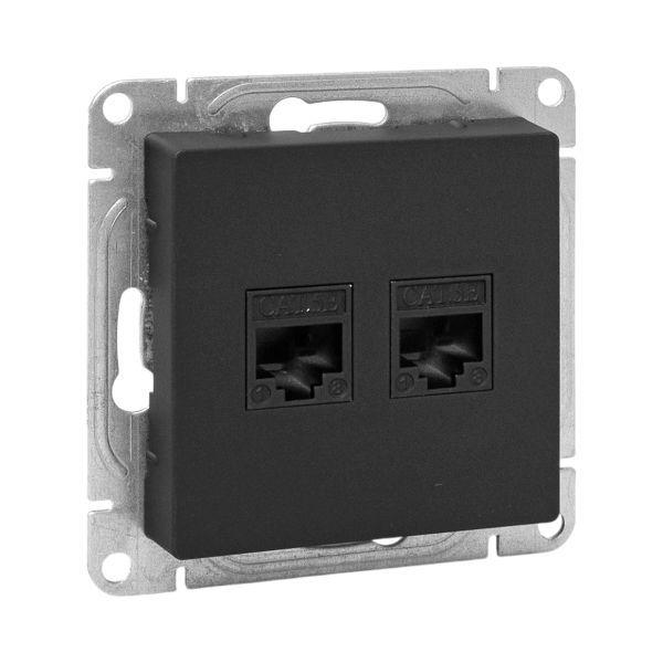 розетка компьютерная 2-м сп эпика rj45 кат.5 механизм черн. ekf up1-sob-2rj45-5 от BTSprom.by