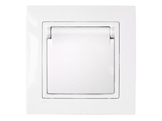 розетка 1-ая с з/к крышкой (скрытая, с/з, з/ш,брызг. защ.) белая, уют, bylectrica рс16-356 от BTSprom.by