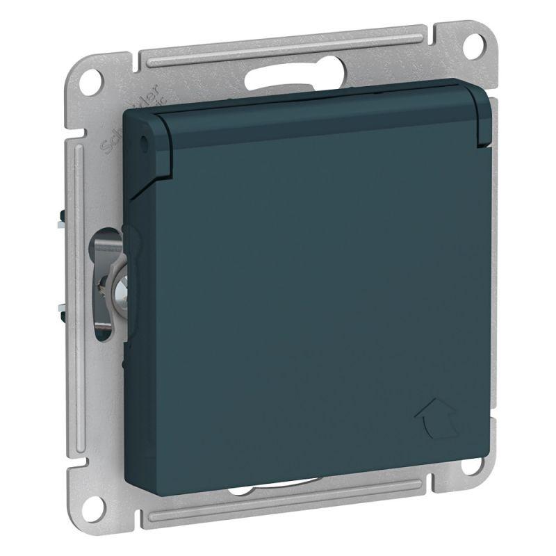 розетка 1-м сп atlasdesign 16а ip20 с заземл. защ. шторки с крышкой механизм изумруд se atn000846 от BTSprom.by