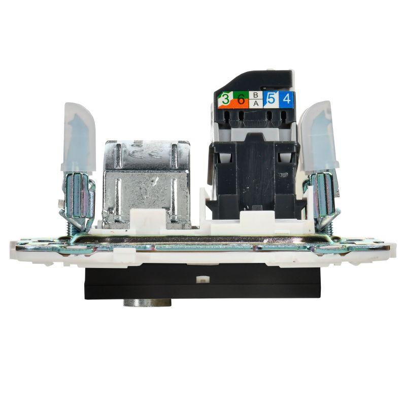 Розетка двойная TV+RJ45 кат.5E SKANDY SK-A14Bl черн. IEK SK-AK20-1-K02 фото в каталоге от BTSprom.by