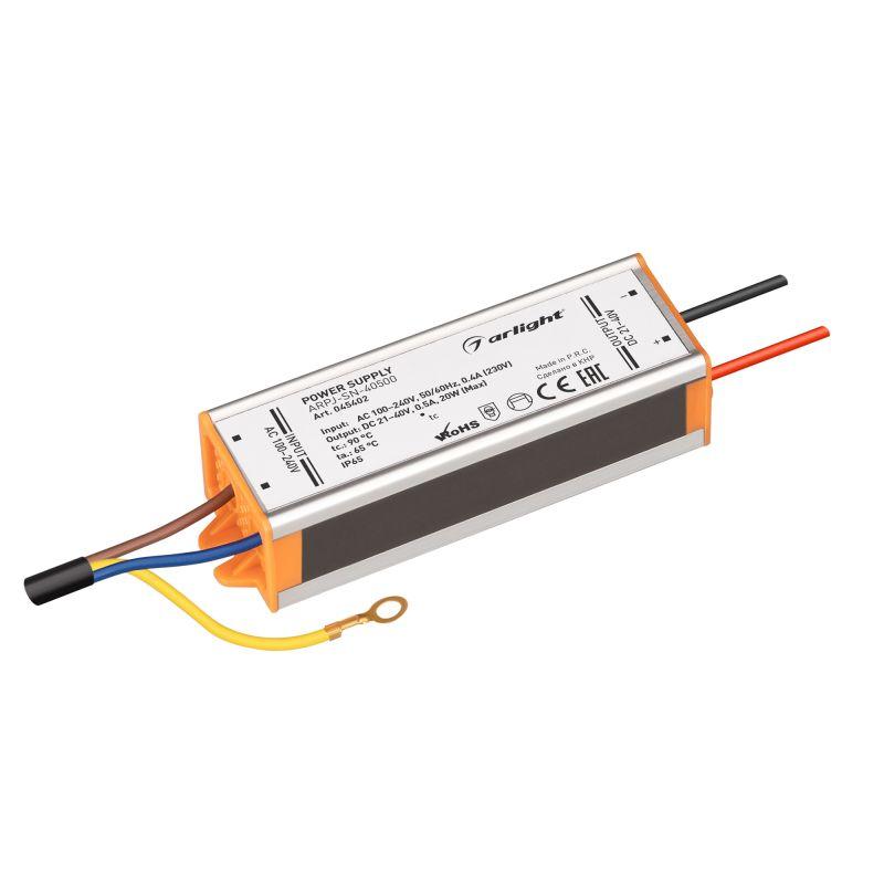 блок питания arpj-sn-40500 (20вт 21-40в 500ма) ip65 металл arlight 045402 от BTSprom.by