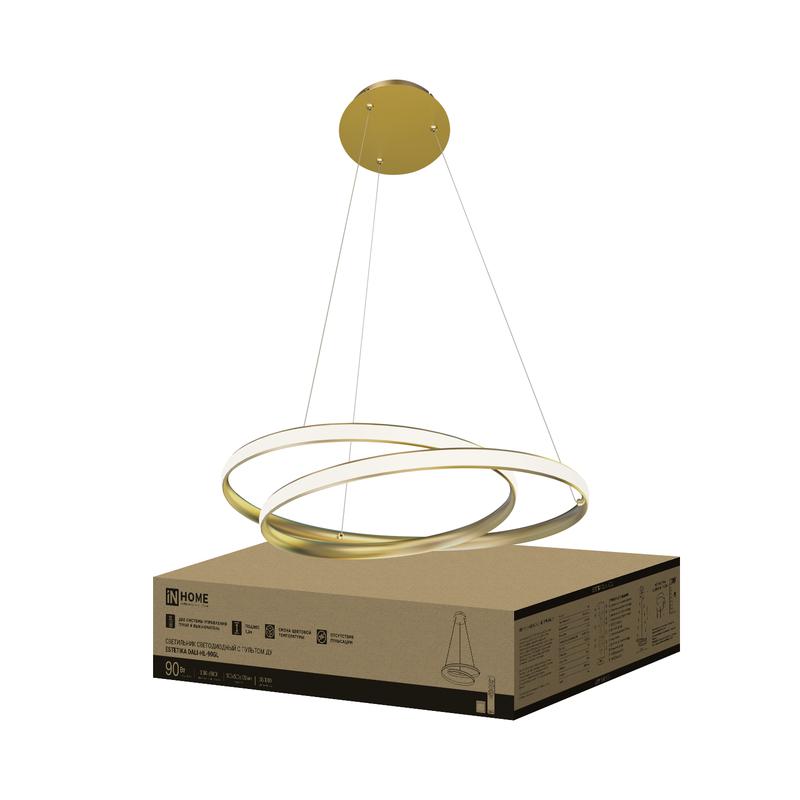 светильник светодиодный estetika dali-hl-90gl 90вт 3000-6500к 230в 500х500х120мм 1.2м трос ду зол. in home 4690612062419 от BTSprom.by