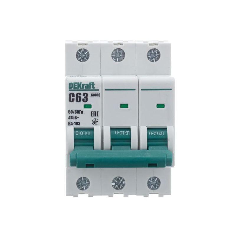  Выключатель автоматический модульный 3п C 63А ВА103 DEKraft 12311DEK фото в каталоге от BTSprom.by