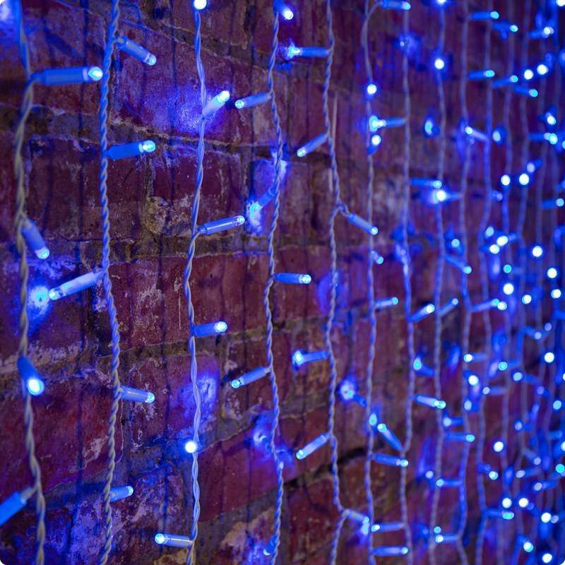 дождь (занавес) 2х3м, белый пвх, 760 led синие от BTSprom.by