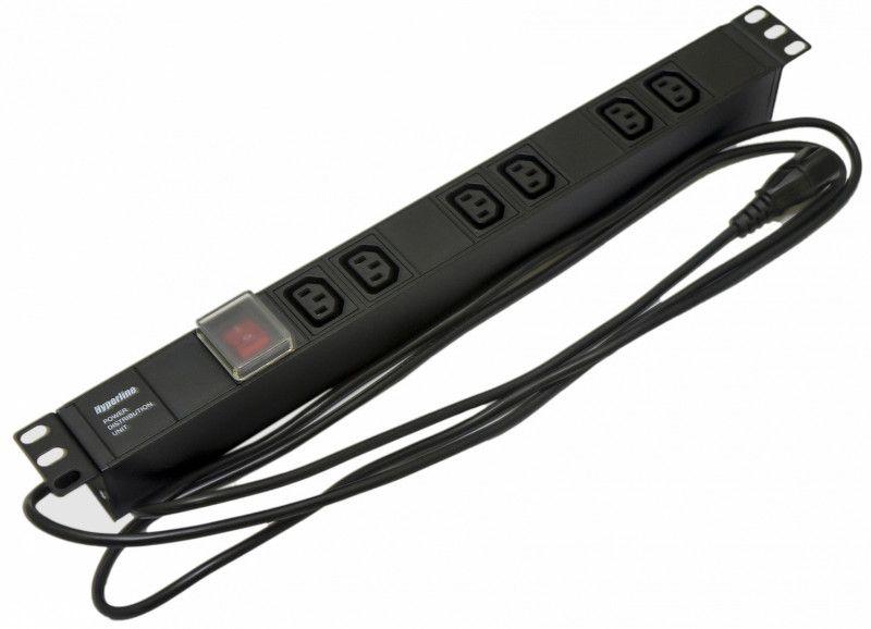 блок розеток для 19дюйм шкафов горизонт. 6 розеток iec320 c13 выкл. с подсветкой кабель питания 2.5м (3х1.0мм2) с вилкой iec320 c14 10а 250в 482.6х44.4х44.4мм (дхшхв) сталь she19-6iec-s-2.5iec черн. hyperline 397025 от BTSprom.by