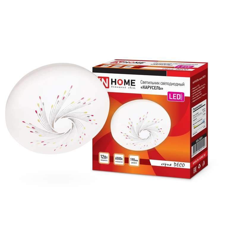 светильник светодиодный deco 12вт 230в 6500к 1080лм 210х65мм карусель in home 4690612022192 от BTSprom.by