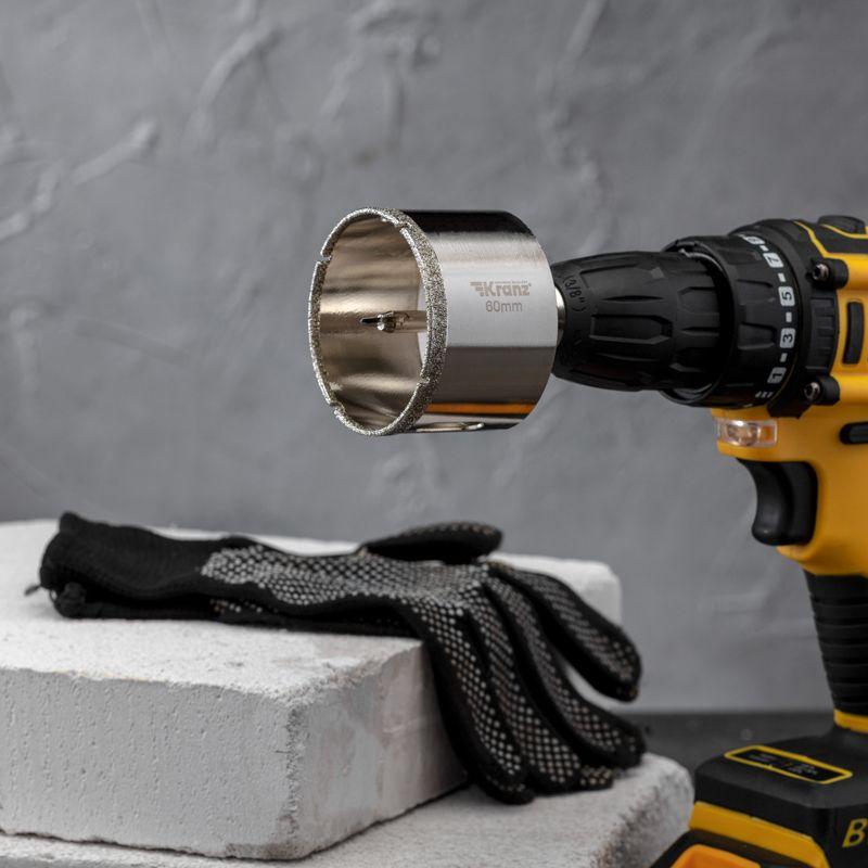  Коронка алмазная 60мм по керамограниту с центровочным сверлом Kranz KR-92-0016 фото в каталоге от BTSprom.by