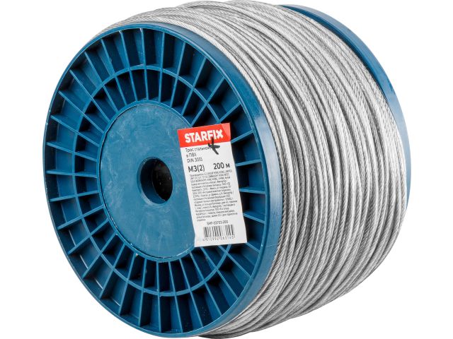 трос стальной в пвх м3(2) din 3055 (бухта 200 м) starfix smp-53703-200 от BTSprom.by