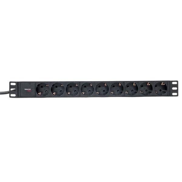  Блок PDU TERACOM PRO 19дюйм 1U 16А/250В 9 роз. Schuko шнур 2м 3х1.5кв.мм вилка Schuko корпус алюм. черн. EKF TRP-HPD-16A-9SH-2MSH фото в каталоге от BTSprom.by
