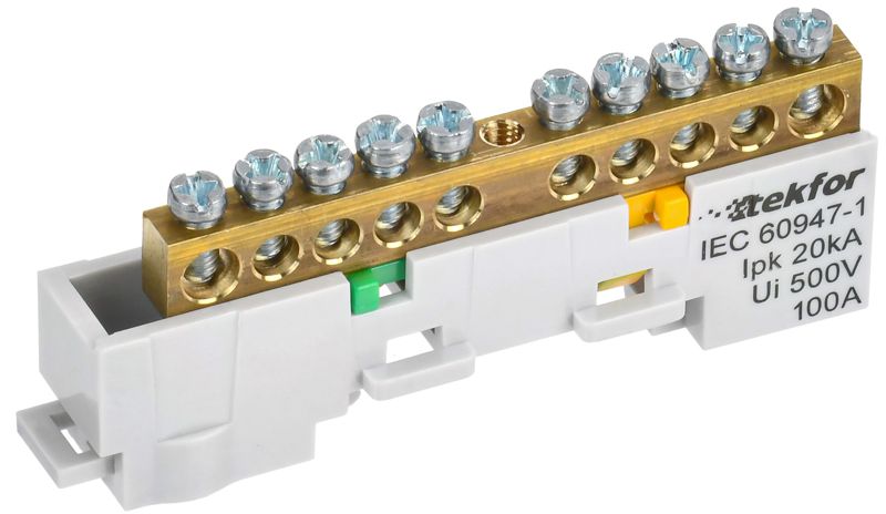 шина pe "земля" неизол. на универс. держ. 6х9-10-ж tekfor iek tf-nn10-10-dl-k05 от BTSprom.by