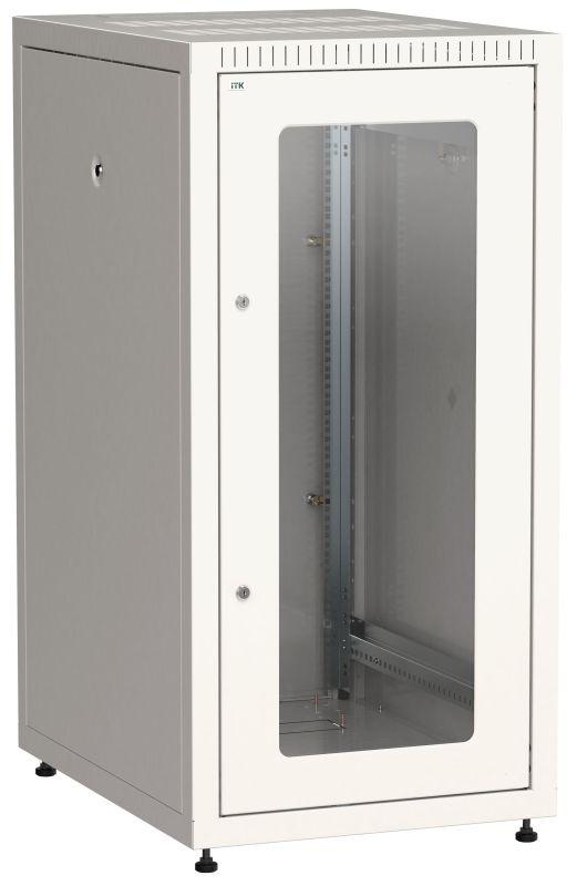 шкаф сетевой linea e 18u 600х800мм стекл. передняя дверь задняя металлическая сер. itk le35-18u68-gm от BTSprom.by