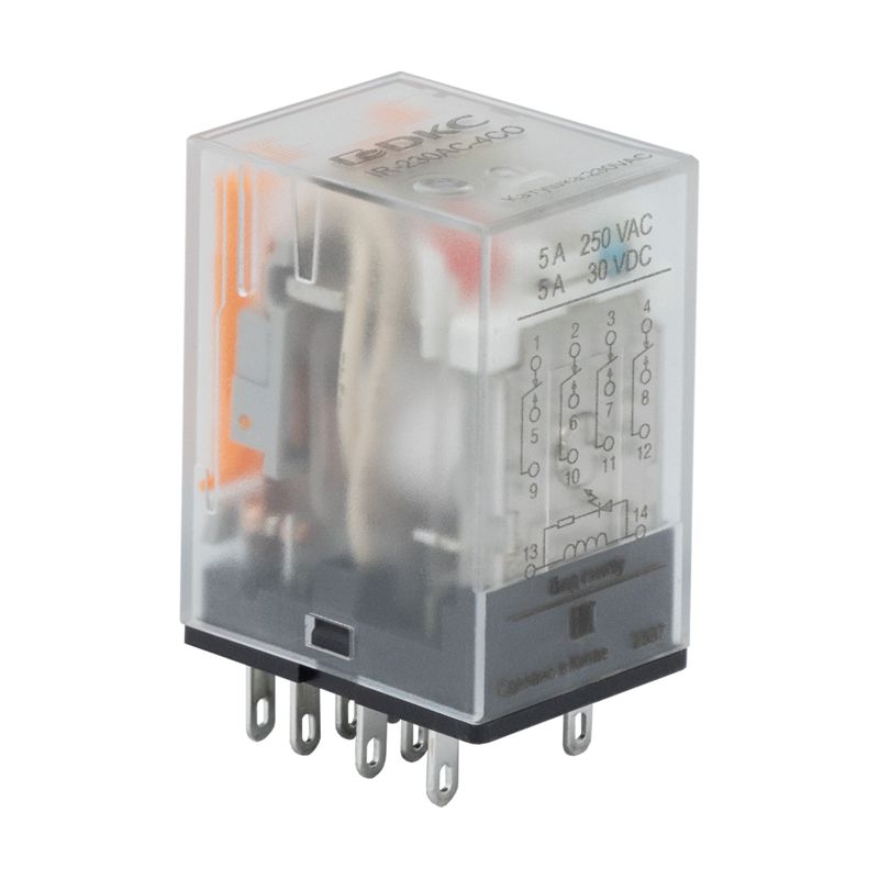 реле одиночное 4 перекидных контакта 220в dc dkc ir-220dc-4co от BTSprom.by