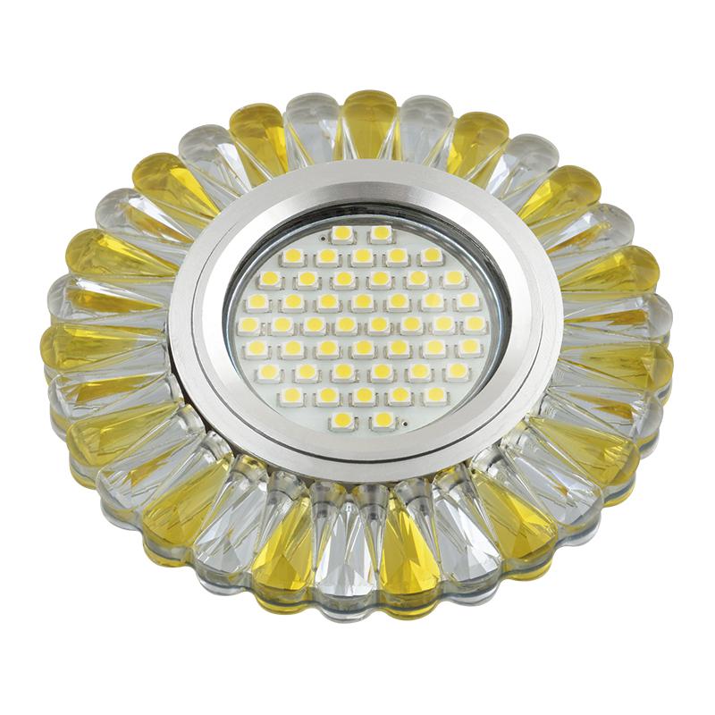 светильник dls-l145 gu5.3 glassy/gold gu5.3 встраив. доп. светодиод. подсветка 3вт без лампы стекло fametto ul-00003891 от BTSprom.by