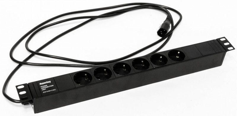 блок розеток 6-м 10а she19-6sh-s-2.5iec schuko горизонт. с выкл. шнур 2.5м hyperline 397027 от BTSprom.by