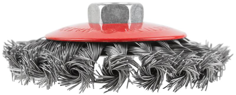  Корщетка-колесо с наклоном гайка М14 стальная витая проволока 100мм КУРС 39033 фото в каталоге от BTSprom.by