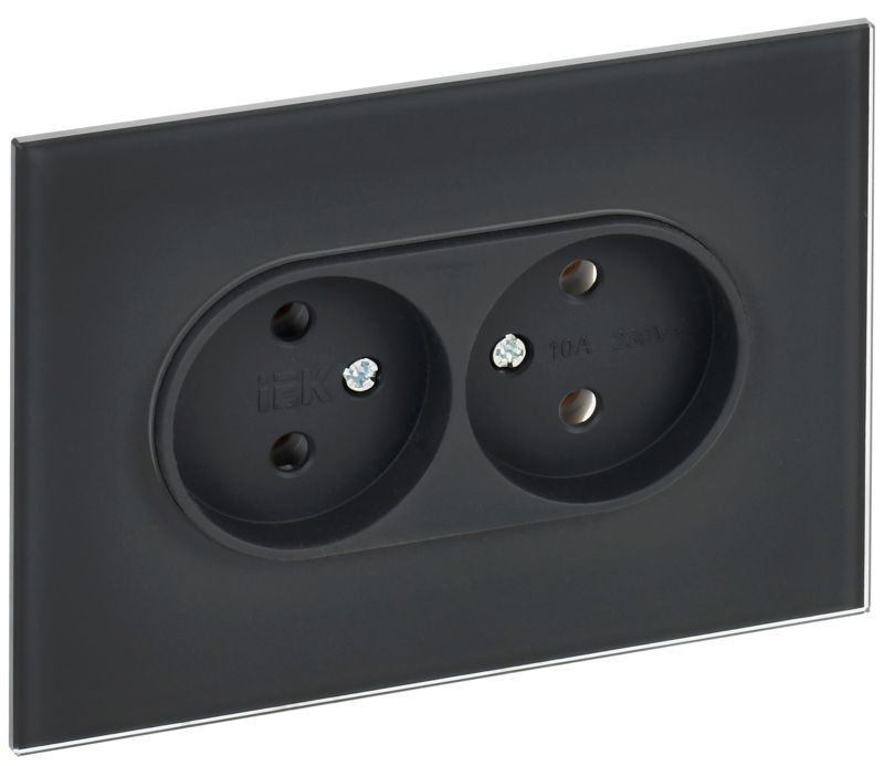 розетка 2-м skandy 10а без заземл. без защ. шторок для плоской вилки sk-r03g графит iek sk-r20-10-k53 от BTSprom.by