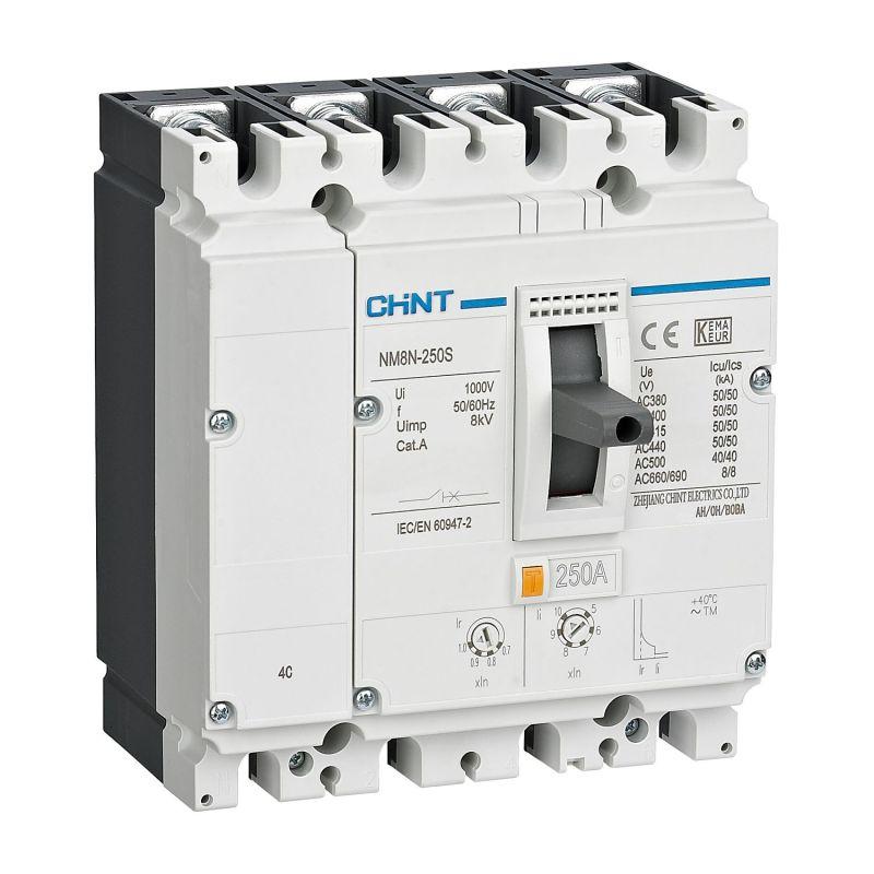 выключатель автоматический 4п 200а 100ка nm8ndc-250h tm с рег. термомаг. расцеп. (r) chint 271318 от BTSprom.by