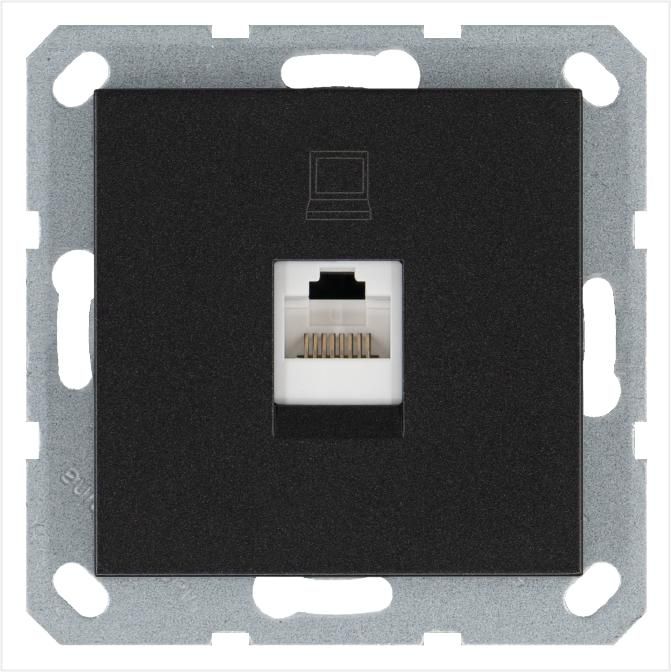 розетка компьютерная 1-м rj45 ip20 кат. 5e механизм антрацит jasmart g6105b от BTSprom.by