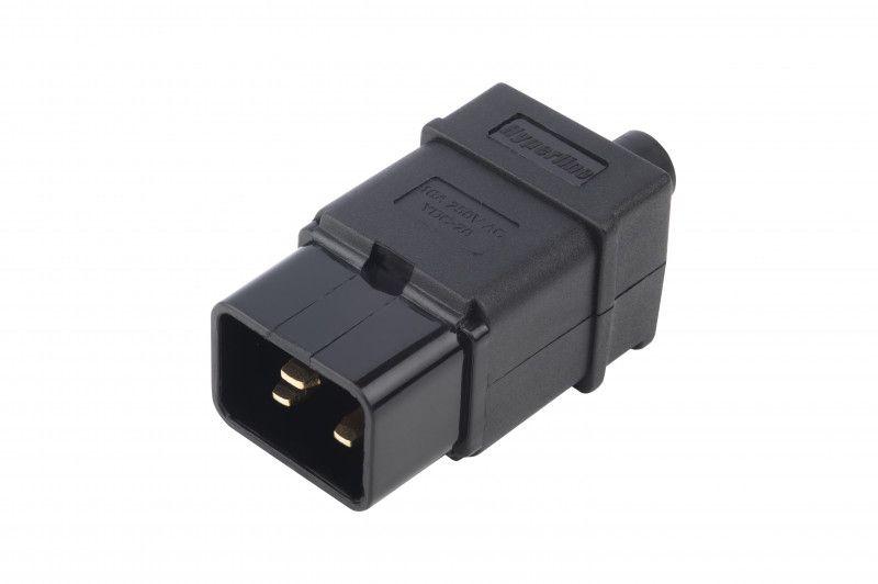 разъем con-iec320c20 прямой iec 60320 c20 220в 16а на кабель контакты на винтах (плоск. выступающ. штырев. контакты в пласт. обрамл.) hyperline 54435 от BTSprom.by