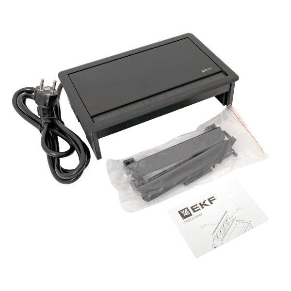  Блок розеточный встраиваемый настольный выдвижной 8 мод. черн. C-Line EKF cl-vnbv-8-b фото в каталоге от BTSprom.by