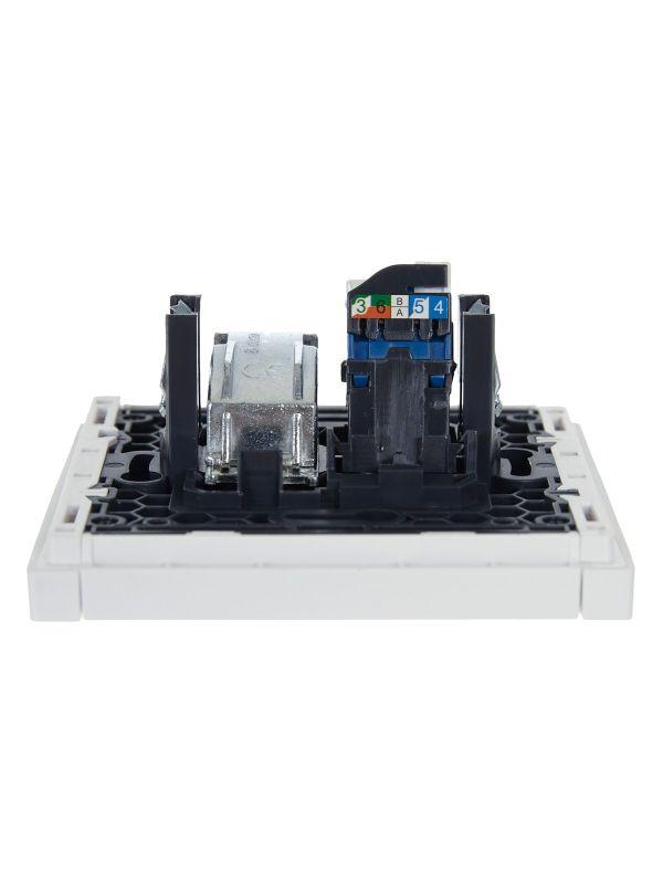  Розетка 2-м TV+RJ45 кат.6 FORTE&PIANO FP237 бел. IEK FP-AK20-2-K01 фото в каталоге от BTSprom.by