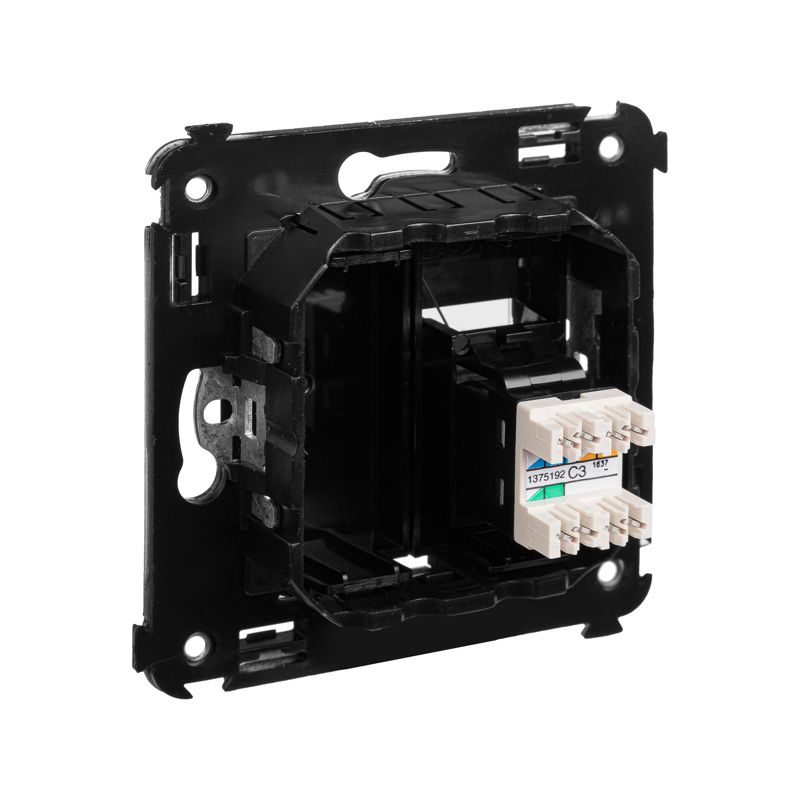  Розетка телефонная 1-м СП Avanti "Черный квадрат" RJ12 DKC 4402313 фото в каталоге от BTSprom.by